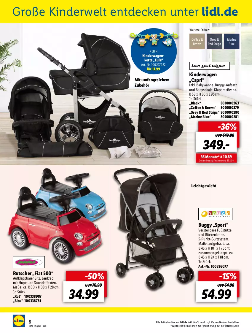 Aktueller Prospekt Lidl - Aktuelle Onlineshop-Highlights - von 01.01 bis 31.01.2022 - strona 8 - produkty: Bau, Buggy, Cap, decke, Kette, Kinder, Kinderwagen, lack, ndk, rückenlehne, rwe, Schal, Schale, Sport, Ti, Wanne, ZTE