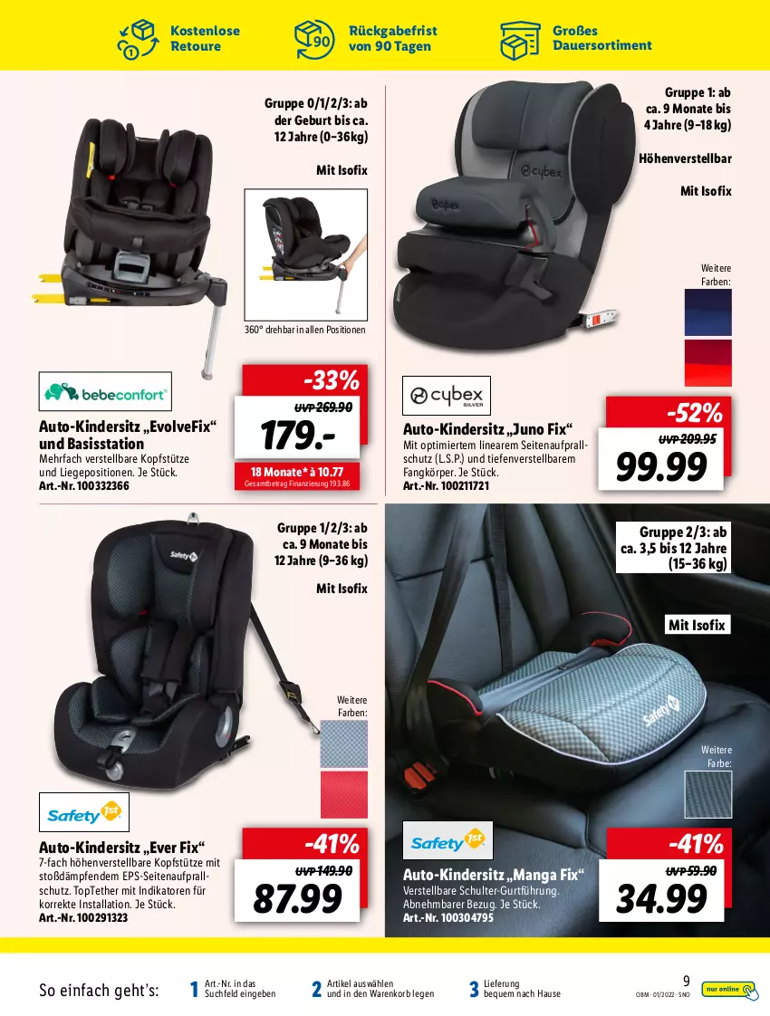 Aktueller Prospekt Lidl - Aktuelle Onlineshop-Highlights - von 01.01 bis 31.01.2022 - strona 9 - produkty: auer, auto, Kinder, Kindersitz, kopfstütze, korb, Liege, Ti