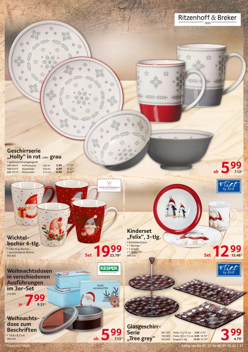 Aktueller Prospekt Selgros - Nonfood - von 01.12 bis 07.12.2022 - strona 21 - produkty: Becher, dessert, elle, Etagere, felix, geschirr, Geschirrserie, kaffee, kaffeebecher, Kinder, latte, LG, müsli, Müslischale, Schal, Schale, spülmaschinen, teller, Ti, Wichtel