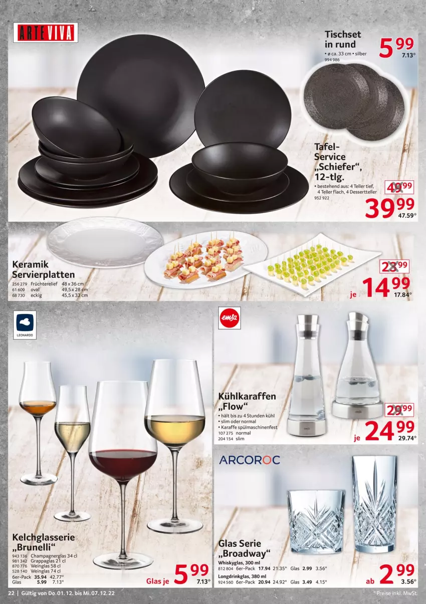 Aktueller Prospekt Selgros - Nonfood - von 01.12 bis 07.12.2022 - strona 22 - produkty: champagne, champagner, dessert, Dessertteller, drink, elle, früchte, grappa, Karaffe, latte, LG, rel, Servierplatten, spülmaschinen, teller, Ti, tisch, Tischset, wein, whisky, Whiskyglas