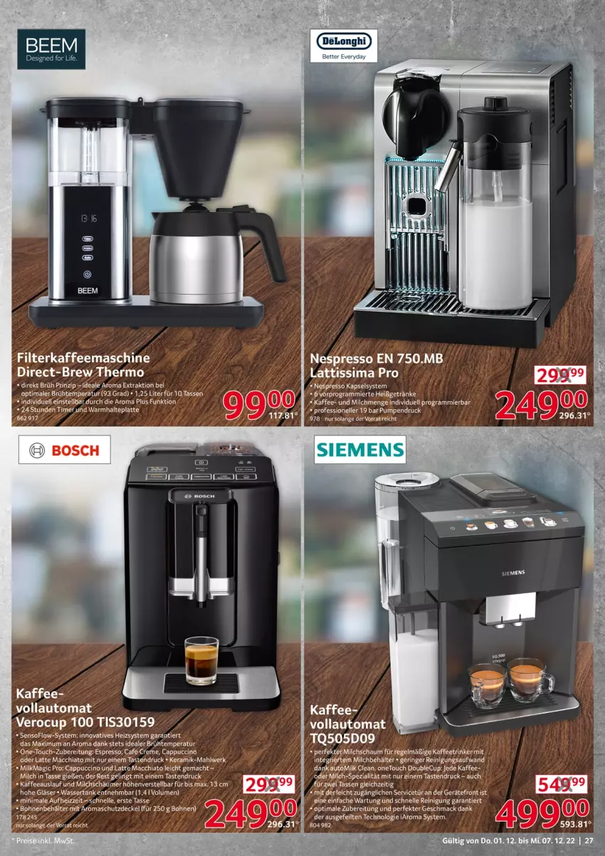 Aktueller Prospekt Selgros - Nonfood - von 01.12 bis 07.12.2022 - strona 27 - produkty: ACC, bett, chia, delonghi, elle, espresso, kaffee, latte, mac, macchiato, Ti