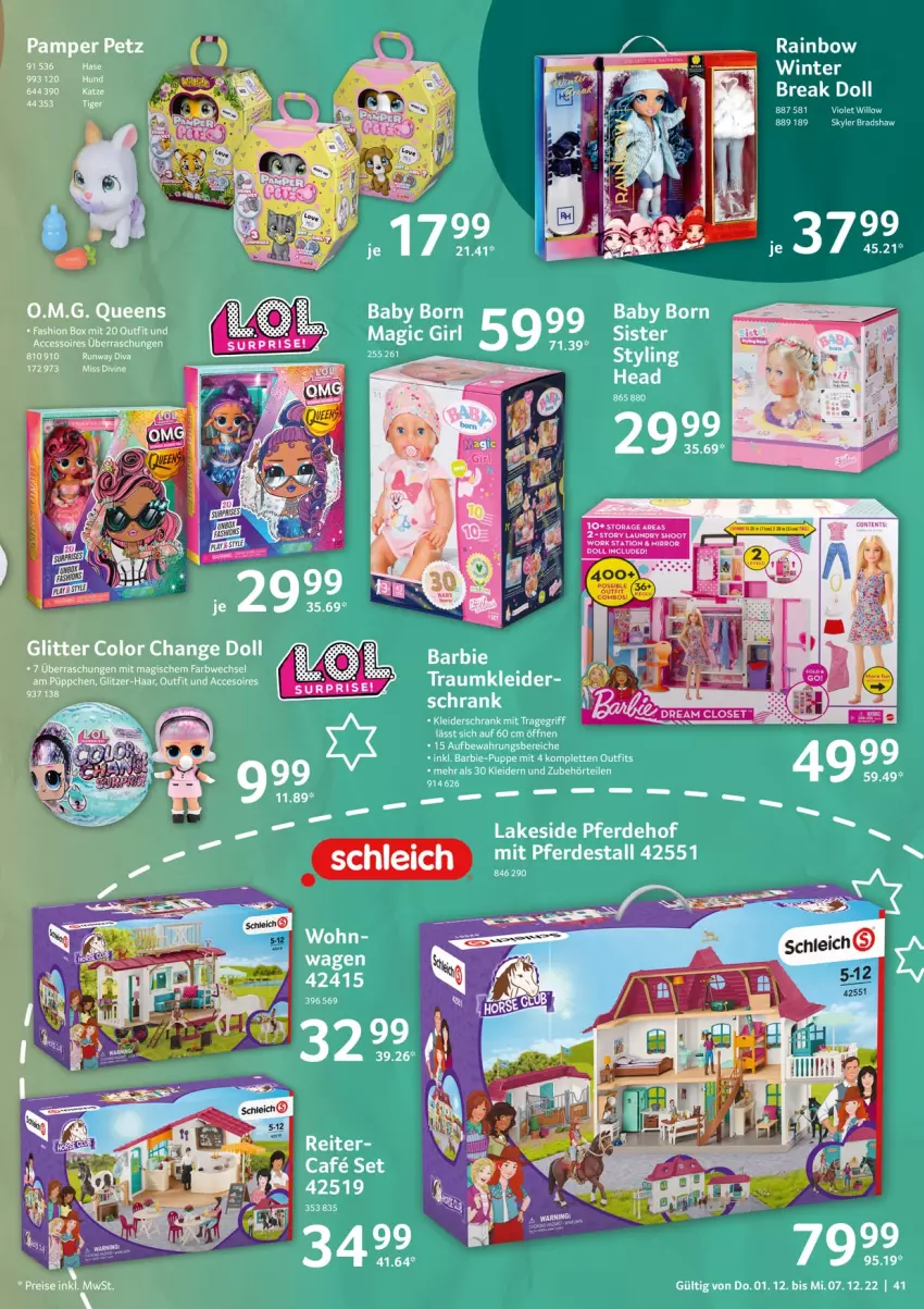 Aktueller Prospekt Selgros - Nonfood - von 01.12 bis 07.12.2022 - strona 41 - produkty: ACC, accessoires, Barbie, eis, elle, erde, kleid, kleider, Puppe, reis, Schleich, Schrank, Ti