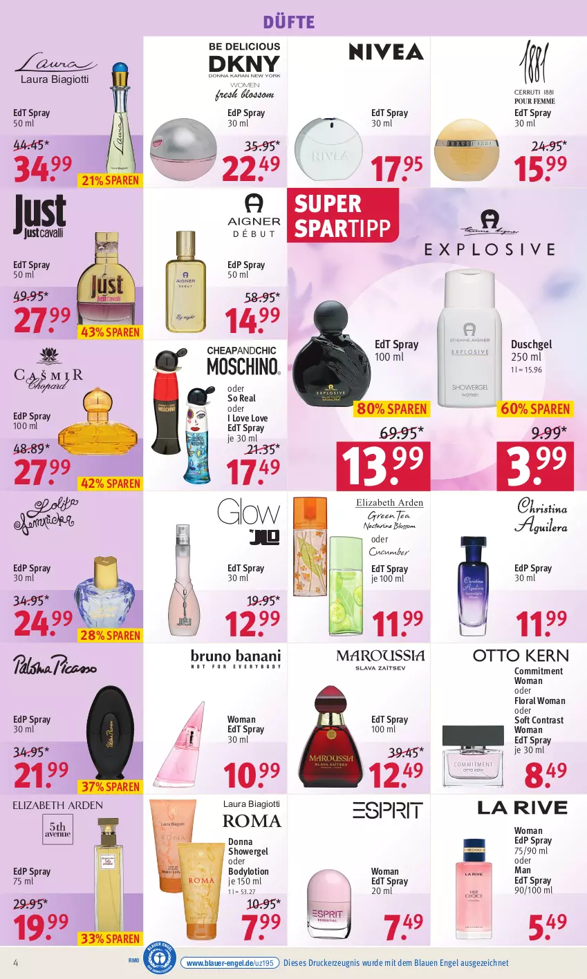 Aktueller Prospekt Rossmann - Prospekte - von 27.02 bis 03.03.2023 - strona 4 - produkty: auer, body, bodylotion, drucker, duschgel, edp spray, edt spray, Engel, kerze, laura biagiotti, Lotion, spartipp, Ti