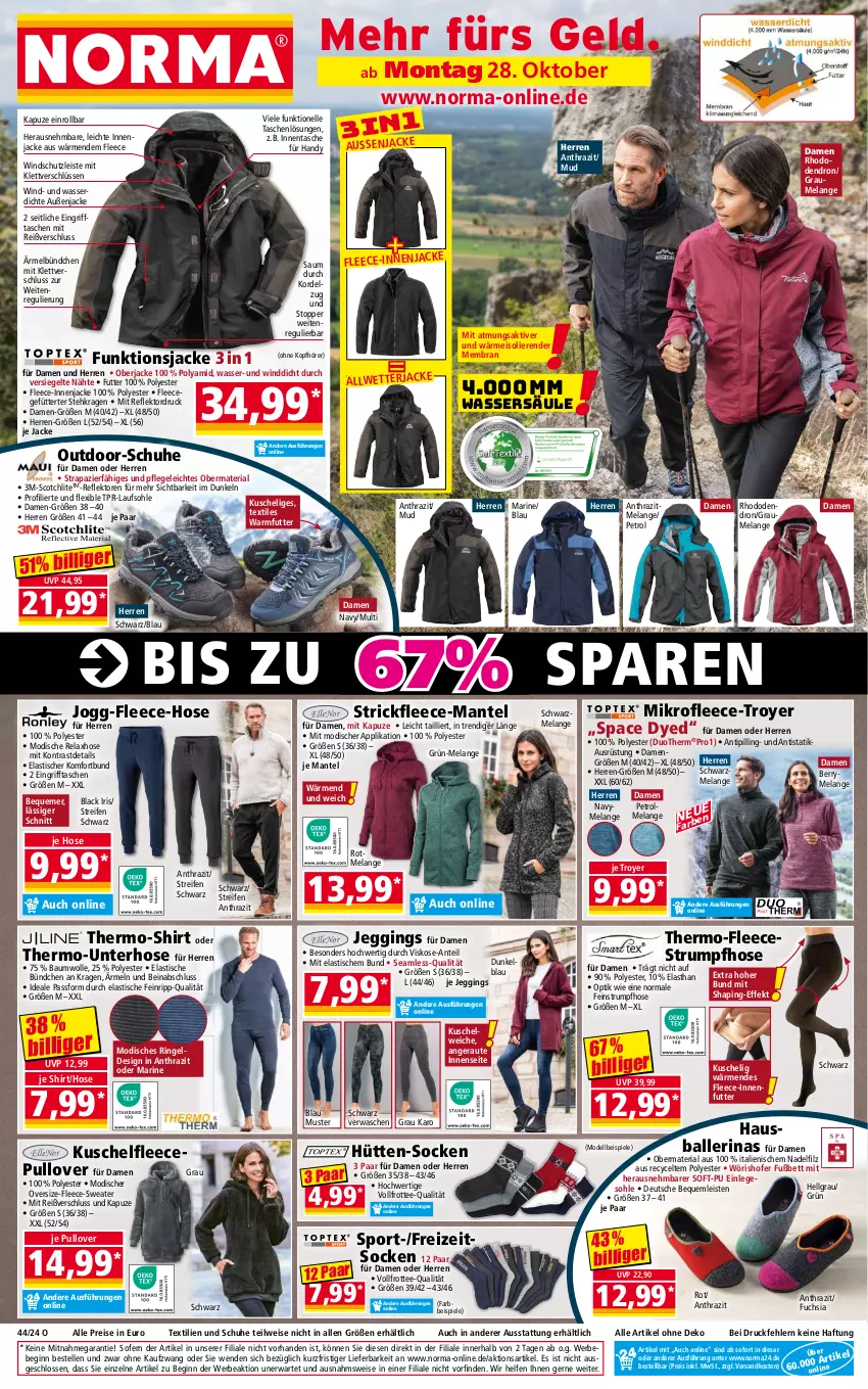 Aktueller Prospekt Norma - Norma - von 28.10 bis 04.11.2024 - strona 1 - produkty: asti, ball, Ballerinas, Bau, baumwolle, Bebe, bett, dell, eis, Elan, elle, Freizeitsocken, gin, Handy, hose, Jacke, kopfhörer, Kuschelweich, lack, LG, Mantel, Mode, ndk, Pullover, reifen, reis, rel, Ria, ring, rum, schuhe, scotch, shirt, socken, Spiele, Sport, Strumpfhose, Sweater, Tasche, taschen, tee, Ti, Tipi, tisch, topper, wasser, Windschutz, wolle