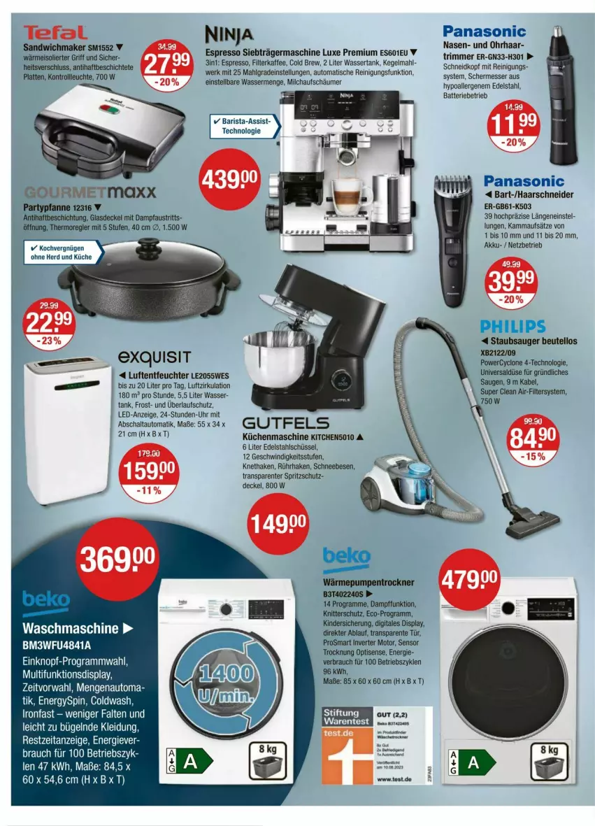 Aktueller Prospekt Vmarkt - Prospekte - von 18.09 bis 24.09.2025 - strona 22 - produkty: akku, aust, auto, batterie, beutel, decke, Deckel, edelstahl, eis, ente, espresso, filterkaffee, Germ, Glasdeckel, haarschneider, HP, kaffee, Kinder, küche, Küchen, küchenmaschine, latte, Leuchte, Luftentfeuchter, milch, milchaufschäumer, panasonic, Pfau, Rauch, Reinigung, sandwich, Schal, Schneebesen, schüssel, Spritzschutz, staubsauger, Ti, Trockner, uhr, wärmepumpentrockner, waschmaschine, wasser, wassertank