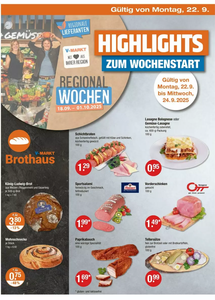 Aktueller Prospekt Vmarkt - Prospekte - von 18.09 bis 24.09.2025 - strona 26 - produkty: Bau, bolognese, braten, brot, eis, elle, fleisch, gewürz, kartoffel, kartoffeln, Käse, küche, Küchen, lasagne, mac, paprika, salami, schinken, schwein, schweine, schweinefleisch, Spezi, Sport, teller, Ti, wein, weine