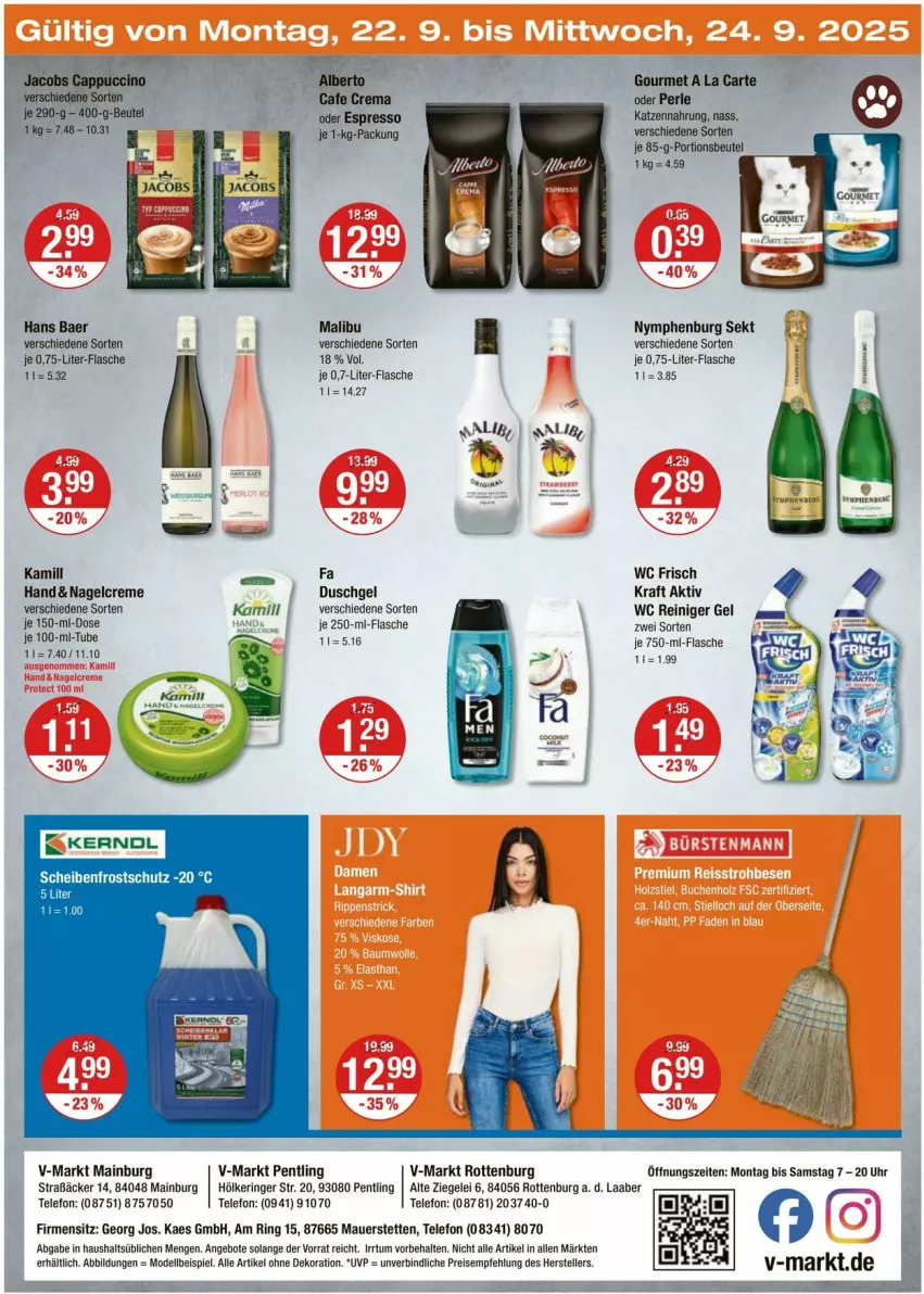 Aktueller Prospekt Vmarkt - Prospekte - von 18.09 bis 24.09.2025 - strona 28 - produkty: alle artikel ohne dekoration, angebot, angebote, auer, beutel, creme, dekoration, dell, duschgel, eis, elle, espresso, flasche, kaes, Kamill, katzennahrung, kraft, Malibu, Mode, oder espresso, portionsbeutel, reiniger, reiniger gel, reis, ring, Scheibenfrostschutz, sekt, telefon, teller, Ti, uhr