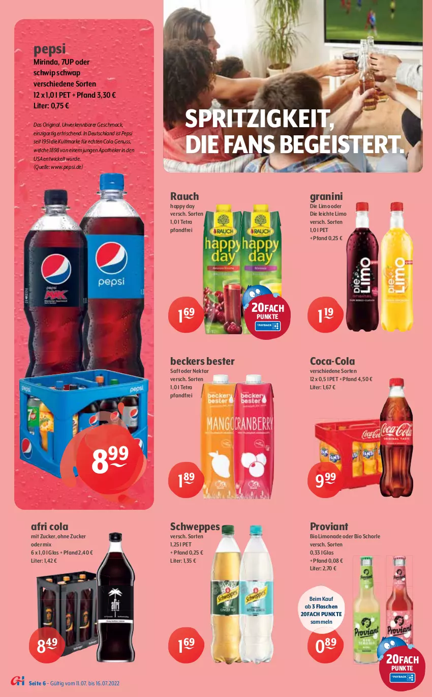 Aktueller Prospekt Getraenke Hoffmann - Prospekte - von 11.07 bis 16.07.2022 - strona 6 - produkty: 7UP, Afri Cola, alkohol, Apotheke, aust, Beckers Bester, Berger, berliner, berliner kindl, bier, bio, bio limo, bitburger, burger, clausthaler, coca-cola, cola, eier, eis, elle, flasche, gin, gösser, granini, Guinness, Happy Day, holsten, holsten pilsener, jever, jever pilsener, Jubiläums, Kilkenny, koffer, krombache, krombacher, krombacher pils, limo, limonade, mac, Mirinda, natur, natur radler, Nektar, nuss, oder radler, pepsi, pils, pilsener, pilsner, Proviant, radeberger, radeberger pilsner, radler, Rauch, rind, saft, schorle, Schultheiss, schweppes, Schwip Schwap, steiner, Ti, tisch, veltins, veltins pilsener, warsteiner, WICK, zucker