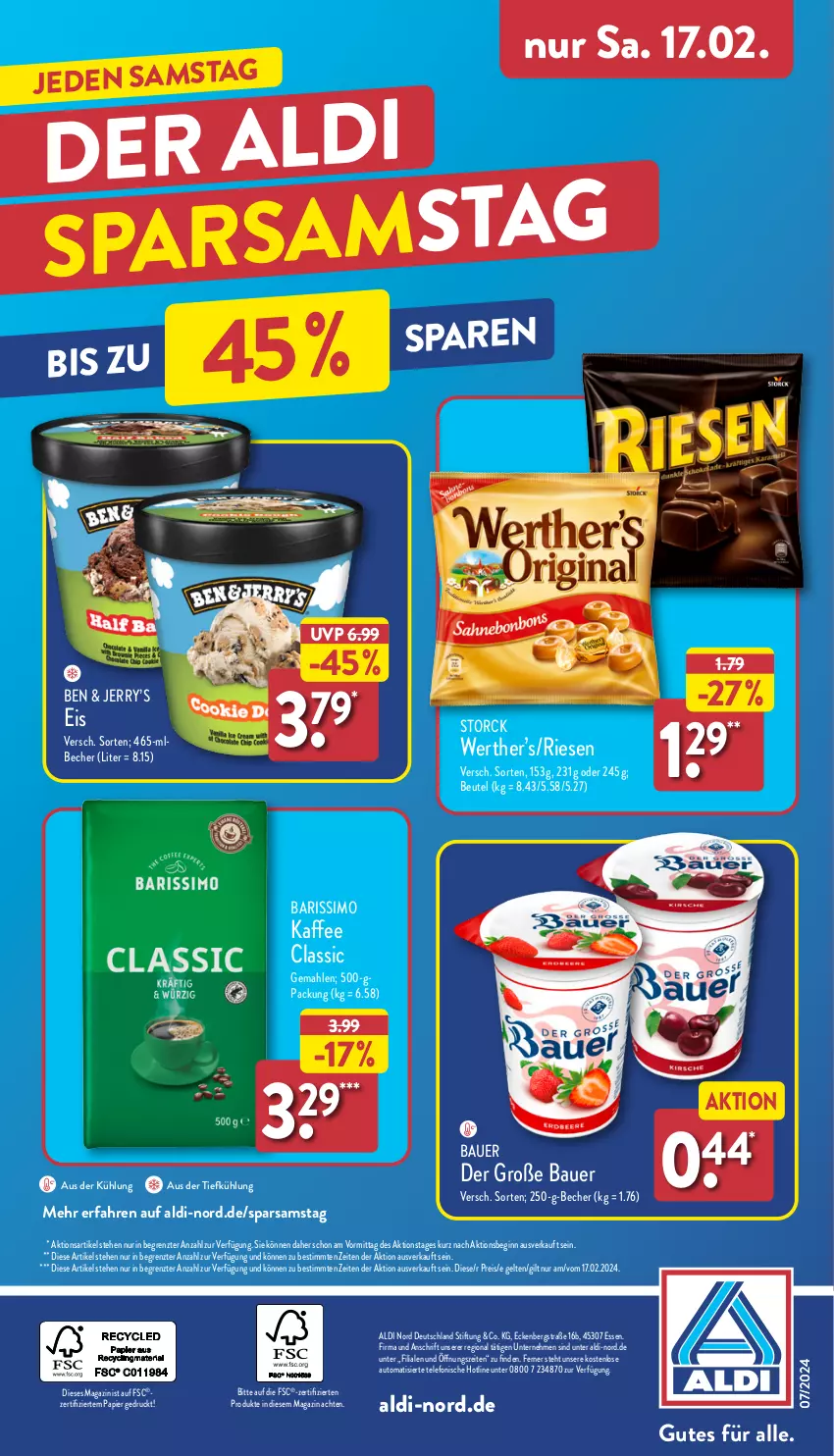 Aktueller Prospekt Aldi Nord - Von Montag - von 12.02 bis 17.02.2024 - strona 41 - produkty: aldi, auer, aus der tiefkühlung, auto, Bau, Bauer, Becher, beutel, eis, gin, kaffee, magazin, papier, reis, sim, storck, telefon, Ti, ZTE