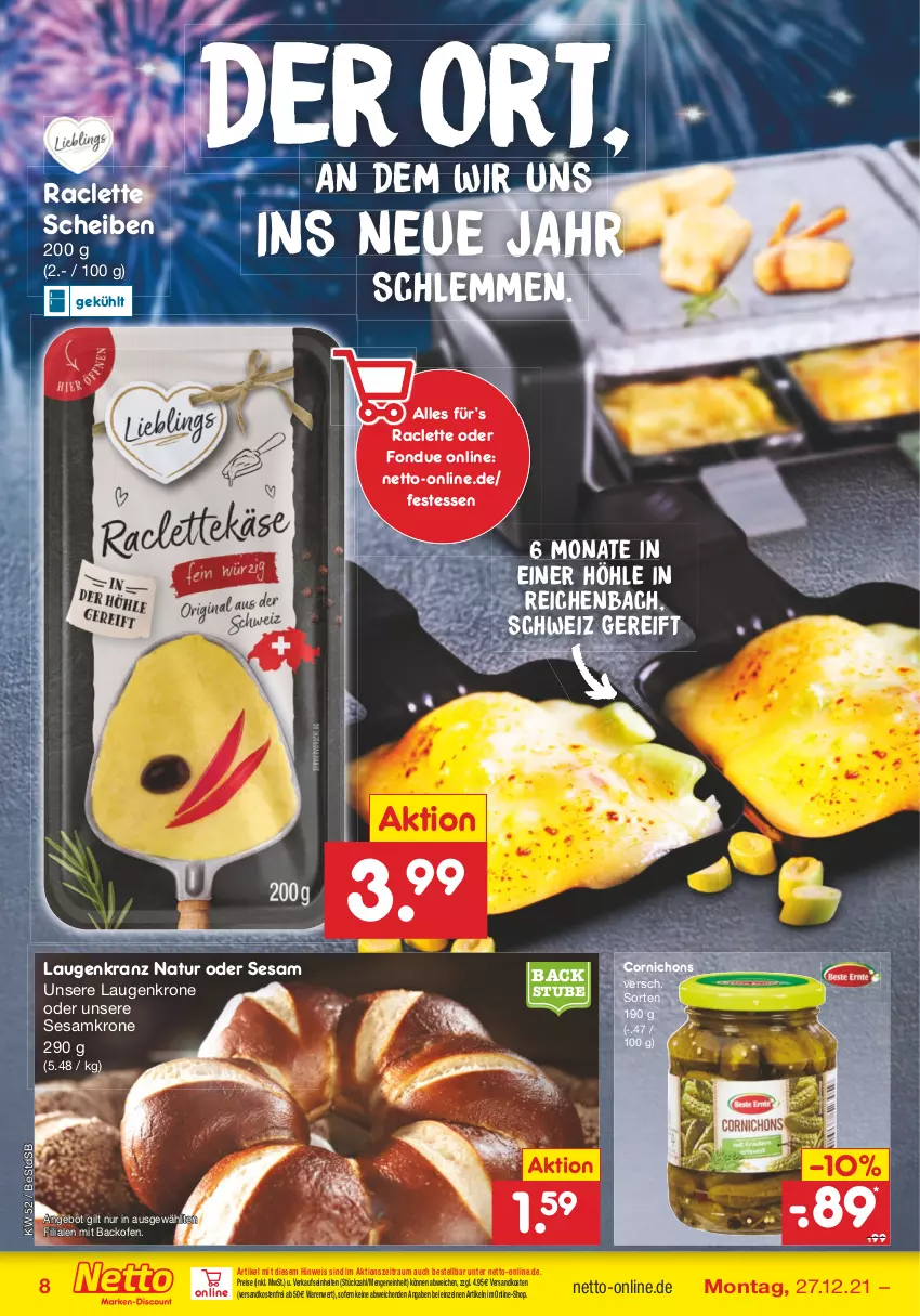 Aktueller Prospekt Netto Marken-Discount - Filial Angebote - von 27.12 bis 31.12.2021 - strona 8 - produkty: angebot, backofen, eis, Fondue, Kranz, krone, natur, ndk, Ofen, reis, sesam, stube, Ti, versandkostenfrei