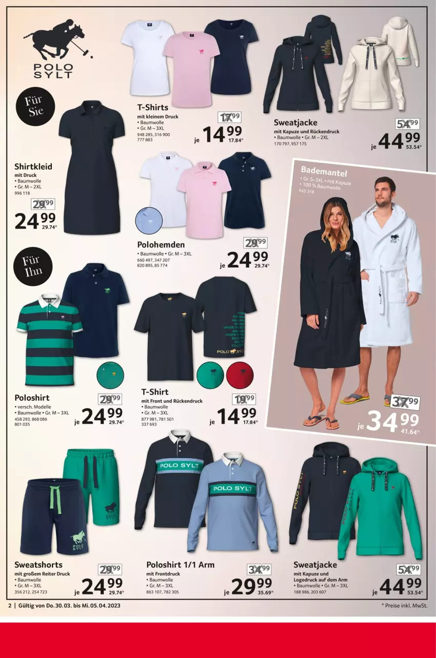 Aktueller Prospekt Selgros - Nonfood - von 30.03 bis 05.04.2023 - strona 2 - produkty: Bau, baumwolle, dell, eis, elle, hemd, hemden, Jacke, kleid, leine, Mode, poloshirt, reis, shirt, shirts, shorts, sweatjacke, sweatshorts, T-Shirt, Ti, wolle