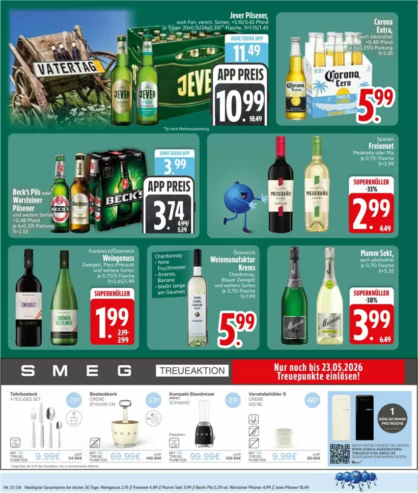 Aktueller Prospekt Edeka - Prospekte - von 11.05 bis 16.05.2026 - strona 20 - produkty: auer, becks, Behälter, besteck, blauer zweigelt, eis, erde, flasche, freixenet, frucht, jever, jever pilsener, korb, Mixer, mumm, nuss, pils, pilsener, reis, rel, sekt, standmixer, steiner, Ti, warsteiner, wein, ZTE, Zweigelt