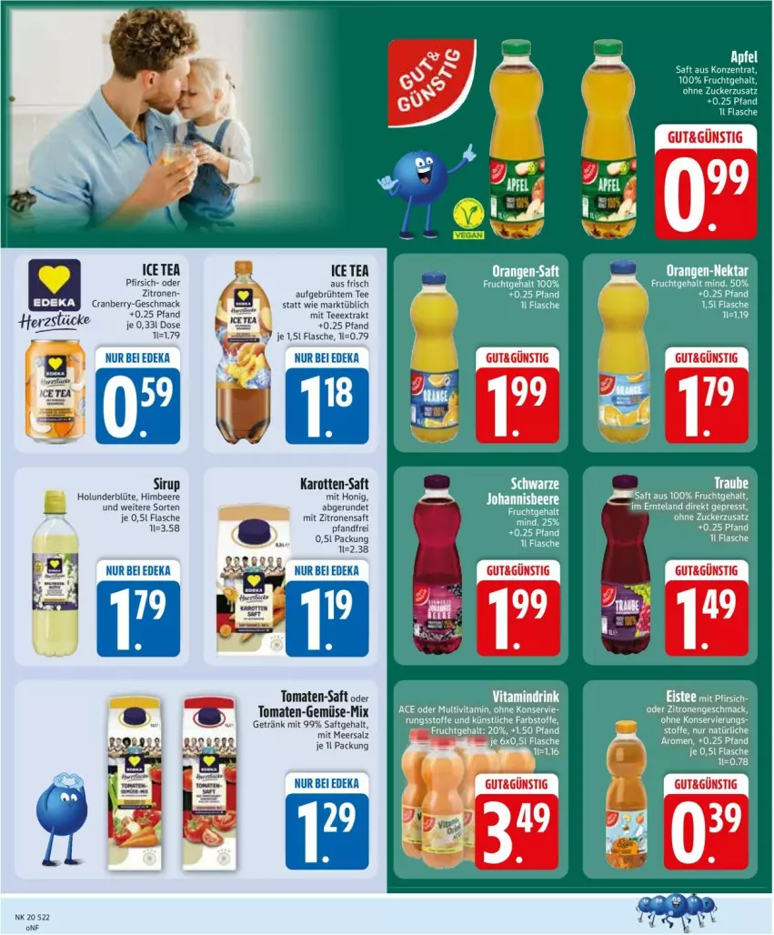Aktueller Prospekt Edeka - Prospekte - von 11.05 bis 16.05.2026 - strona 24 - produkty: apfel, beere, Blüte, cranberry, deka, drink, ente, flasche, frucht, getränk, himbeer, himbeere, holunder, holunderblüte, honig, karotten, mac, meersalz, pfirsich, saft, salz, sirup, tee, Ti, tomate, tomaten, vita, zitrone, zitronen, zitronensaft, zucker