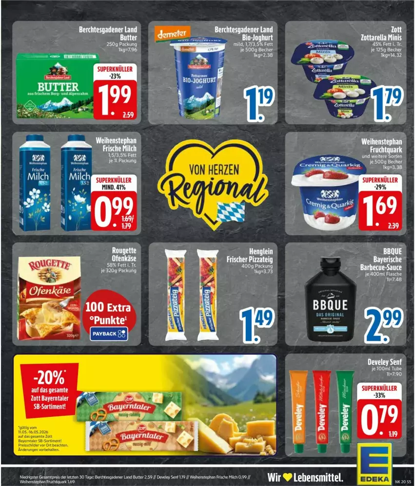 Aktueller Prospekt Edeka - Prospekte - von 11.05 bis 16.05.2026 - strona 7 - produkty: barbecue, Becher, butter, develey, eis, elle, frische milch, henglein, milch, Müller, reis, rel, senf, Ti, weihenstephan, zott, zottarella, zottarella minis, ZTE