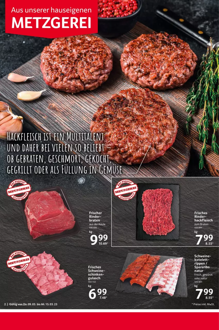 Aktueller Prospekt Selgros - Food - von 09.03 bis 15.03.2023 - strona 2 - produkty: braten, eis, fleisch, gulasch, hackfleisch, kotelett, natur, reis, rind, rinder, schwein, schweine, spareribs, Ti, wein, weine