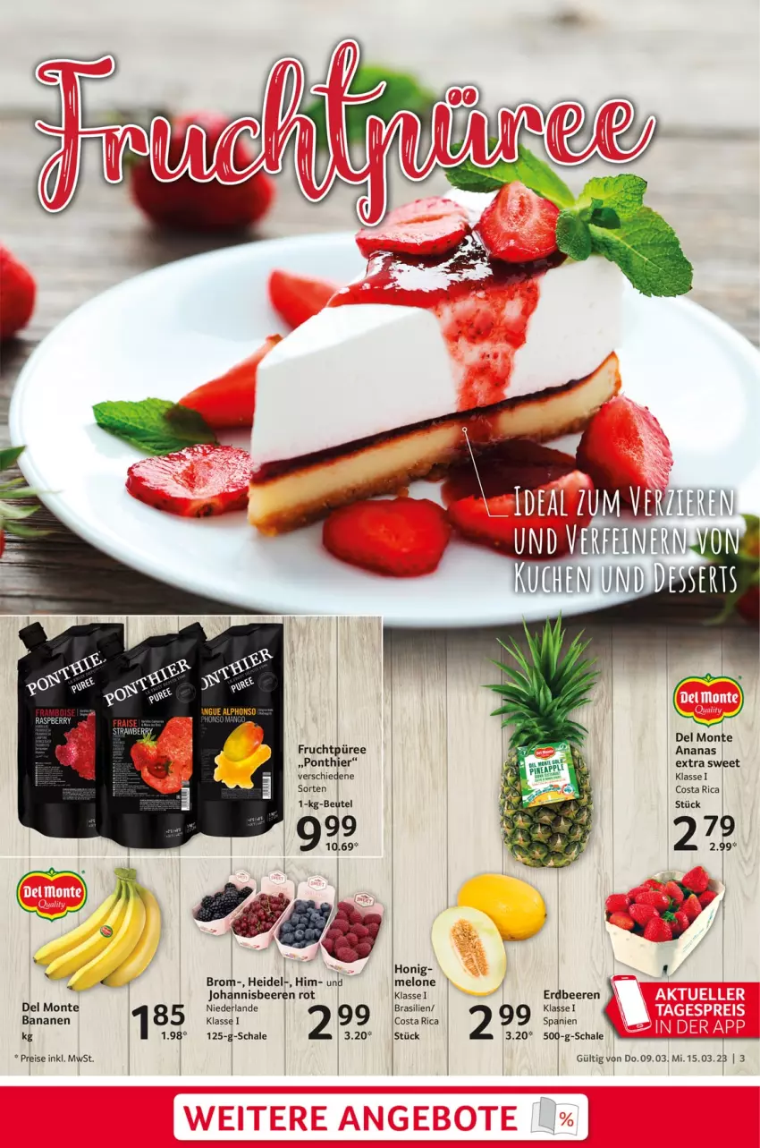 Aktueller Prospekt Selgros - Food - von 09.03 bis 15.03.2023 - strona 3 - produkty: ananas, banane, bananen, beere, beeren, beutel, dessert, desserts, eis, erdbeere, erdbeeren, erde, frucht, honig, melone, monte, püree, raspberry, reis, Schal, Schale, Ti