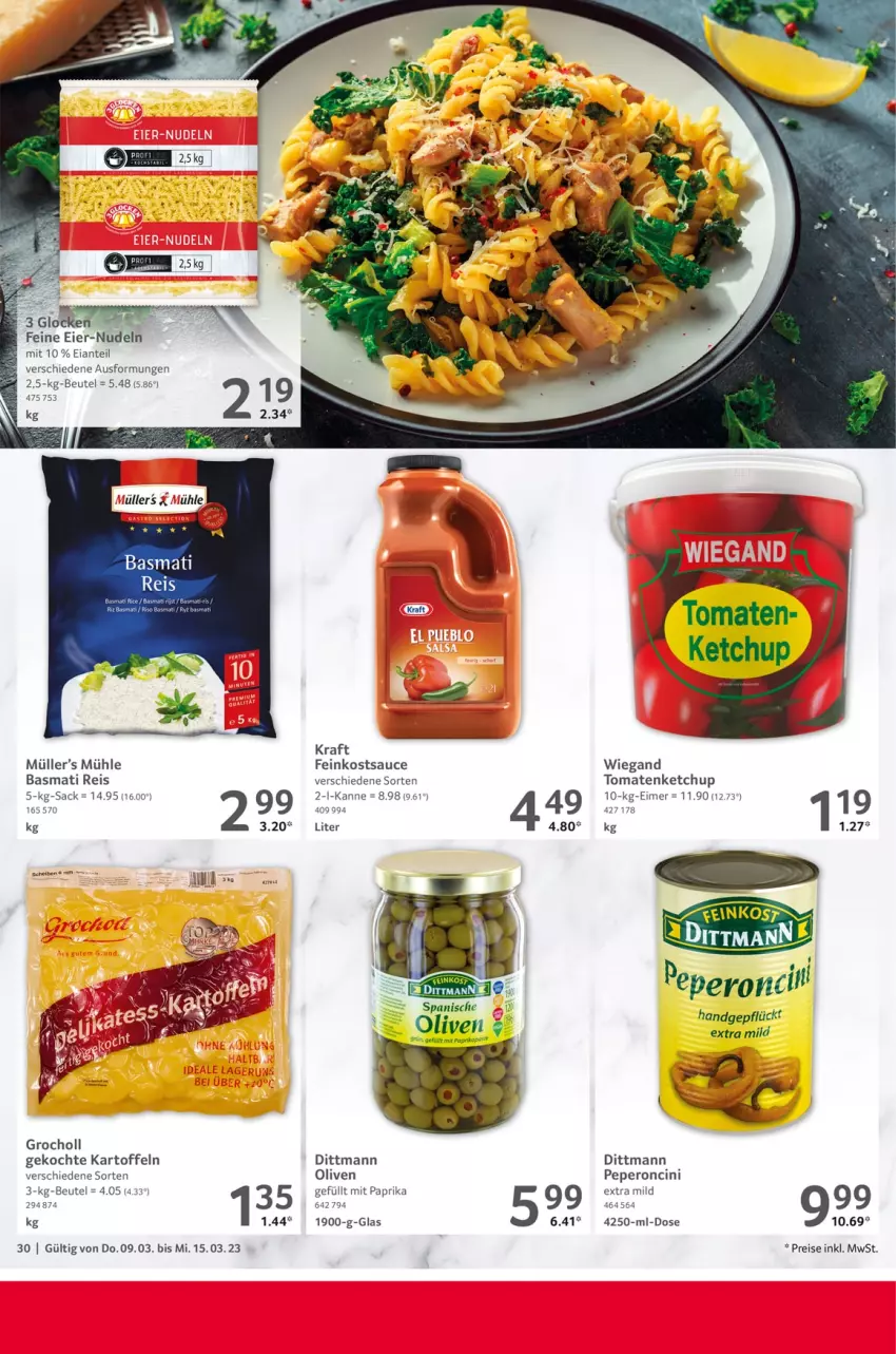 Aktueller Prospekt Selgros - Food - von 09.03 bis 15.03.2023 - strona 30 - produkty: basmati, Basmati Reis, beutel, cin, dittmann, eier, eimer, eis, feinkost, kartoffel, kartoffeln, ketchup, kraft, mit paprika, Müller, olive, oliven, paprika, reis, sac, sauce, Ti, tomate, tomaten, tomatenketchup