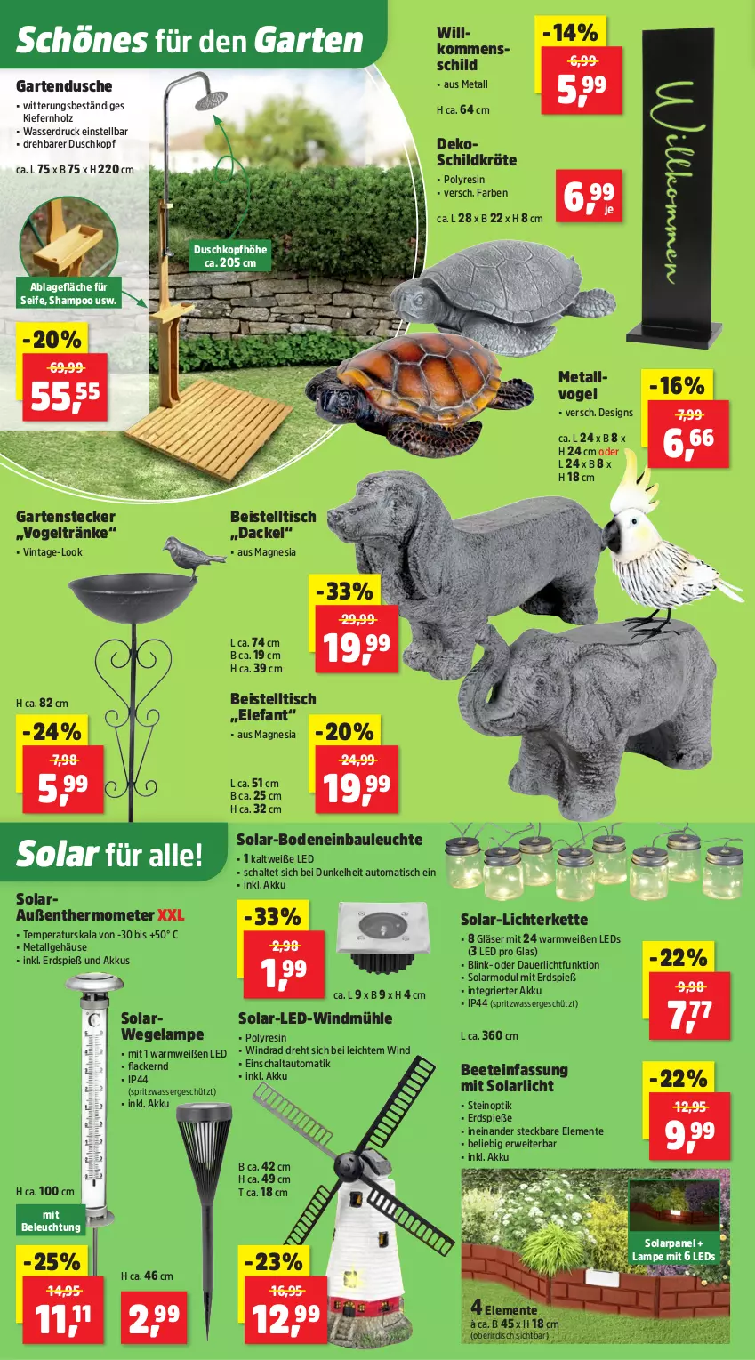 Aktueller Prospekt Thomas Philipps - von 02.06 bis 07.06.2025 - strona 6 - produkty: akku, auer, auto, Bau, beistelltisch, beleuchtung, dusche, eis, Elefant, ente, Garten, Gartendusche, Gläser, Holz, Kette, lack, Lacke, Lampe, leds, Leuchte, LG, lichterkette, rwe, Schal, Seife, shampoo, thermometer, Ti, tisch, wasser
