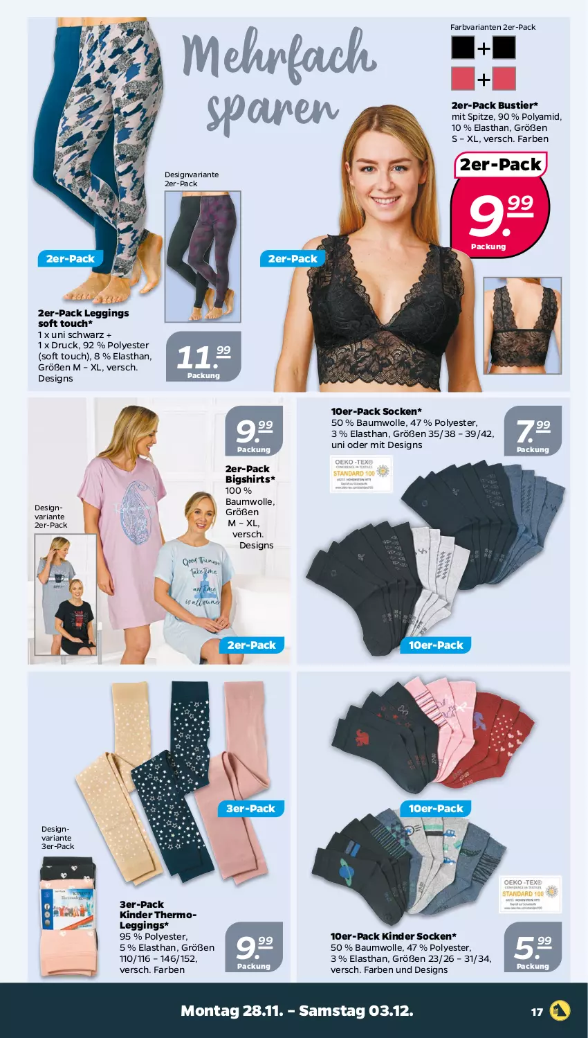 Aktueller Prospekt Netto - Woche 48 - von 28.11 bis 03.12.2022 - strona 17 - produkty: Bau, baumwolle, gin, Kinder, leggings, Ria, shirt, shirts, socken, Stier, Thermoleggings, Ti, wolle