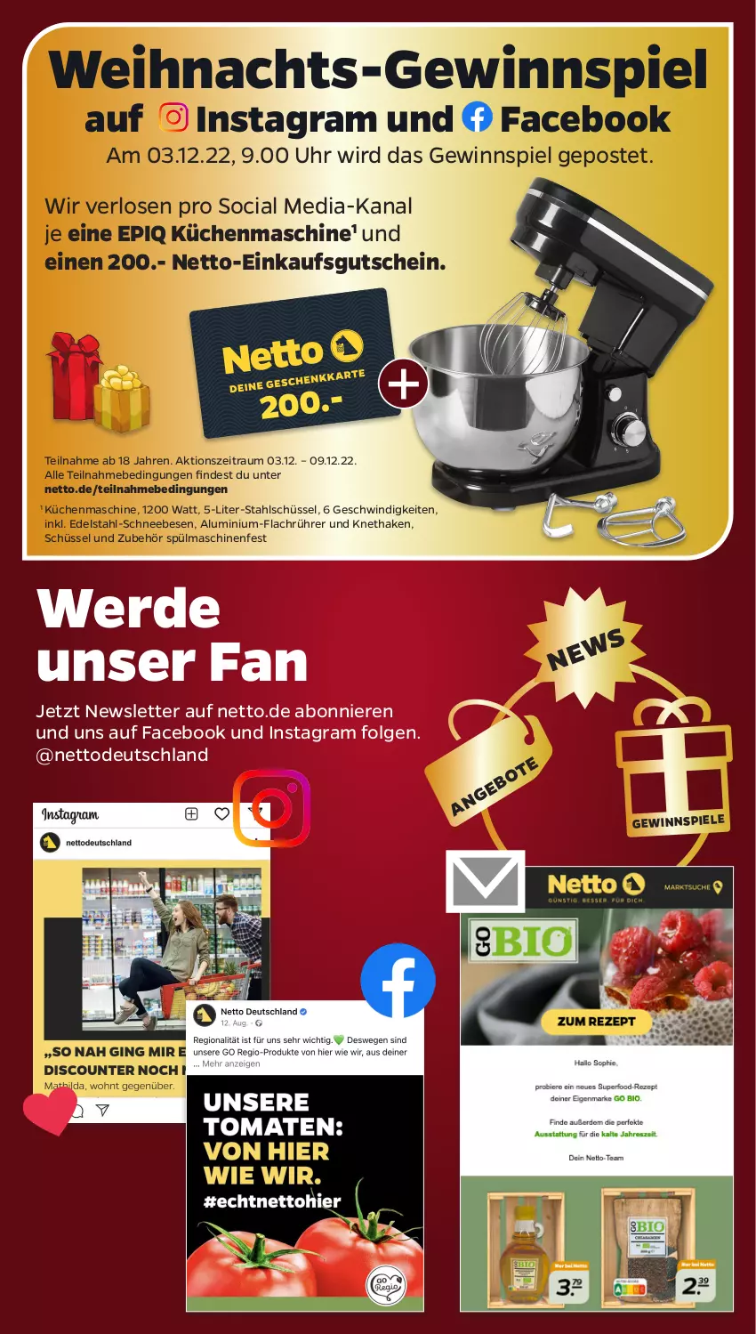 Aktueller Prospekt Netto - Woche 48 - von 28.11 bis 03.12.2022 - strona 29 - produkty: edelstahl, erde, gewinnspiel, gutschein, küche, Küchen, küchenmaschine, LG, Schneebesen, schüssel, Spiele, spülmaschinen, Ti, uhr