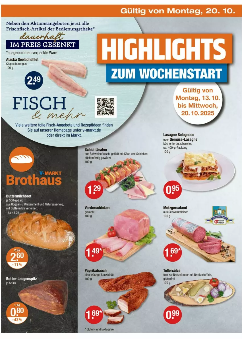 Aktueller Prospekt Vmarkt - Prospekte - von 16.10 bis 22.10.2025 - strona 22 - produkty: angebot, angebote, auer, Bau, bolognese, braten, brot, butter, eis, elle, filet, fisch, fleisch, frischfisch, gewürz, kartoffel, kartoffeln, Käse, küche, Küchen, lachs, lachsfilet, lasagne, LG, mehl, natur, Omep, paprika, rezept, salami, schinken, schwein, schweine, schweinefleisch, seelachsfilet, Spezi, teller, Ti, wein, weine, weizenmehl