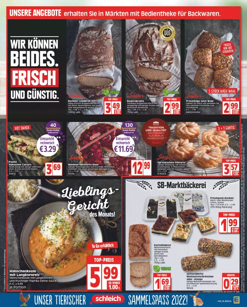 Aktueller Prospekt Edeka - Angebote der Woche - von 03.10 bis 08.10.2022 - strona 5 - produkty: Abtei, auer, backwaren, Bau, Bauer, beere, beeren, berliner, brandt, brot, brötchen, cola, deutschlandcard, eis, Elan, erde, frischli, frucht, geback, grana, grana padano, himbeer, himbeere, himbeeren, HP, kartoffel, Kartoffelbrot, korn, Kranz, kuchen, Langkornreis, LG, mandel, Meister, obst, padano, paprika, pflanze, pflanzen, Pflanzenfett, Rana, reis, Ria, rucola, rum, saft, sahne, sauce, Ti, tisch, top-preis, torte, Tüte, ZTE