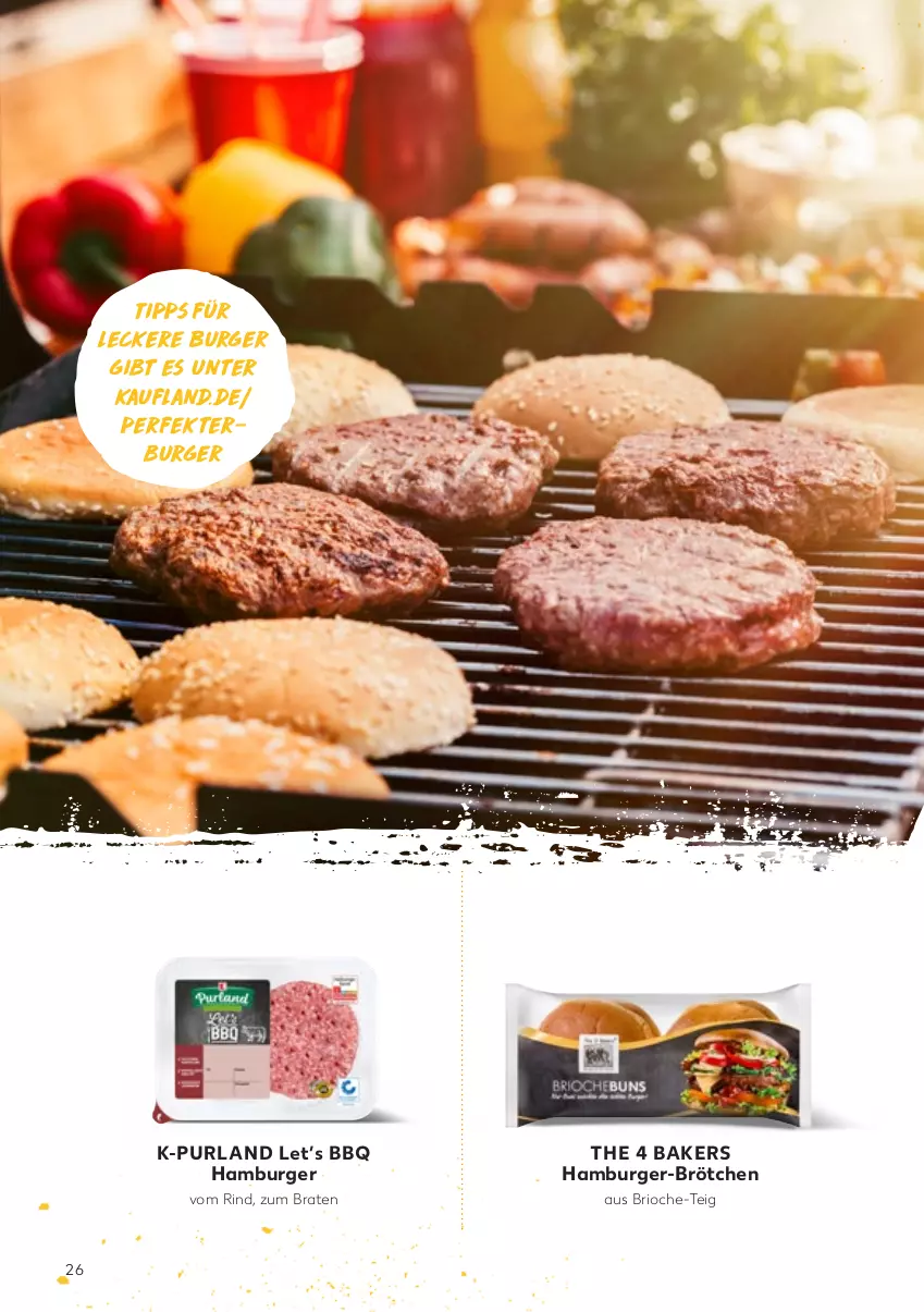 Aktueller Prospekt Kaufland - Gültig von 25.04.2022 bis 24.08.2022 - von 31.05 bis 24.08.2022 - strona 26 - produkty: braten, brötchen, burger, hamburger, purland, rind, Ti