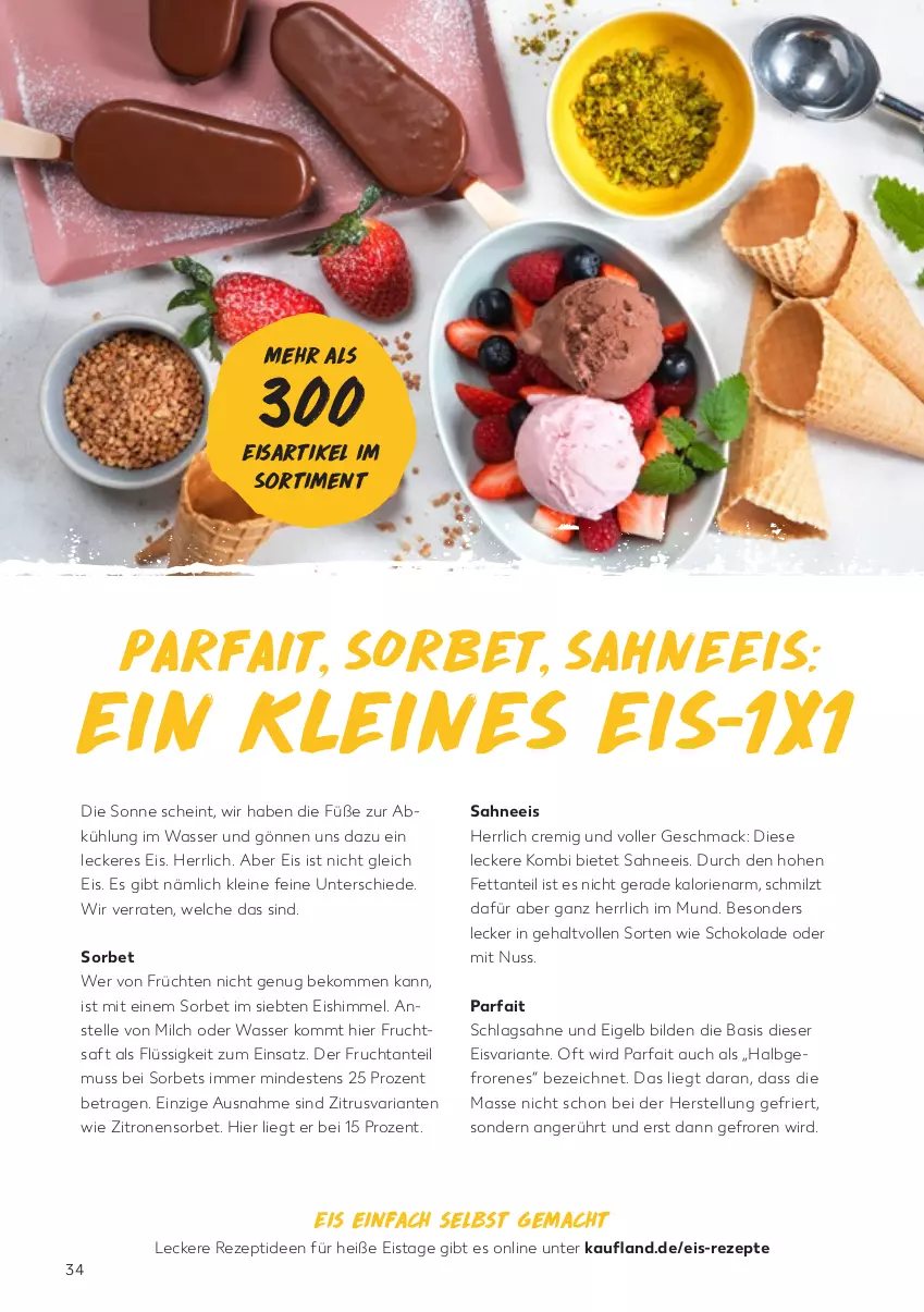 Aktueller Prospekt Kaufland - Gültig von 25.04.2022 bis 24.08.2022 - von 31.05 bis 24.08.2022 - strona 34 - produkty: beko, eis, elle, frucht, früchte, früchten, fruchtsaft, leine, mac, milch, nuss, rezept, rezepte, Ria, saft, sahne, schlagsahne, schoko, schokolade, Sorbet, Ti, wasser, zitrone, zitronen