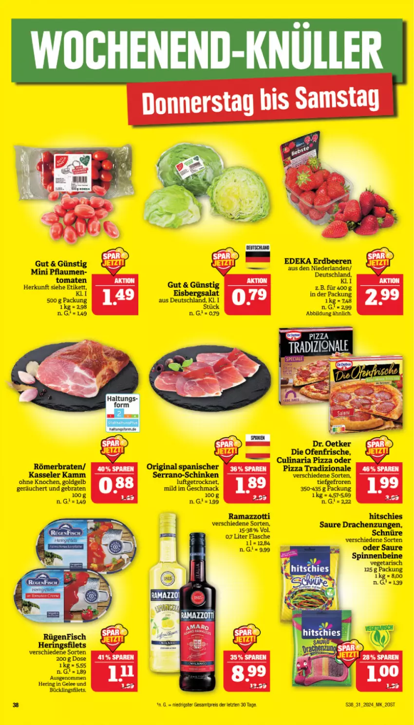 Aktueller Prospekt Marktkauf - Prospekt - von 28.07 bis 03.08.2024 - strona 38 - produkty: beere, beeren, braten, deka, eis, erdbeere, erdbeeren, filet, filets, flasche, gelee, gin, hering, kasseler, mac, pizza, pizza tradizionale, rama, ramazzott, ramazzotti, reis, ring, schinken, serrano, Ti, tradizionale, zott, ZTE