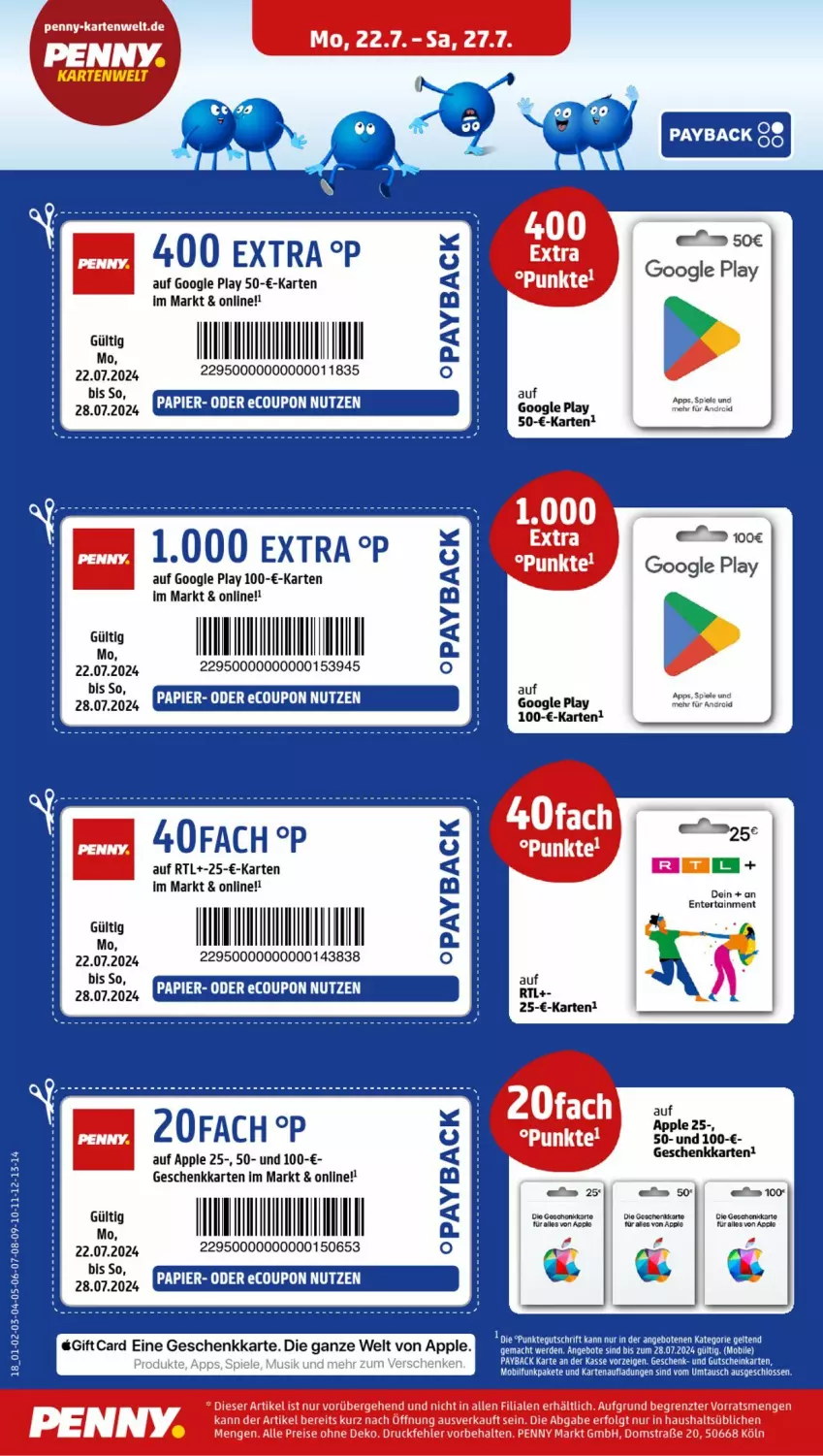 Aktueller Prospekt Penny - Prospekte - von 22.07 bis 27.07.2024 - strona 18 - produkty: angebot, angebote, Apple, coupon, ente, erde, google play, gutschein, mac, papier, payback, Ti