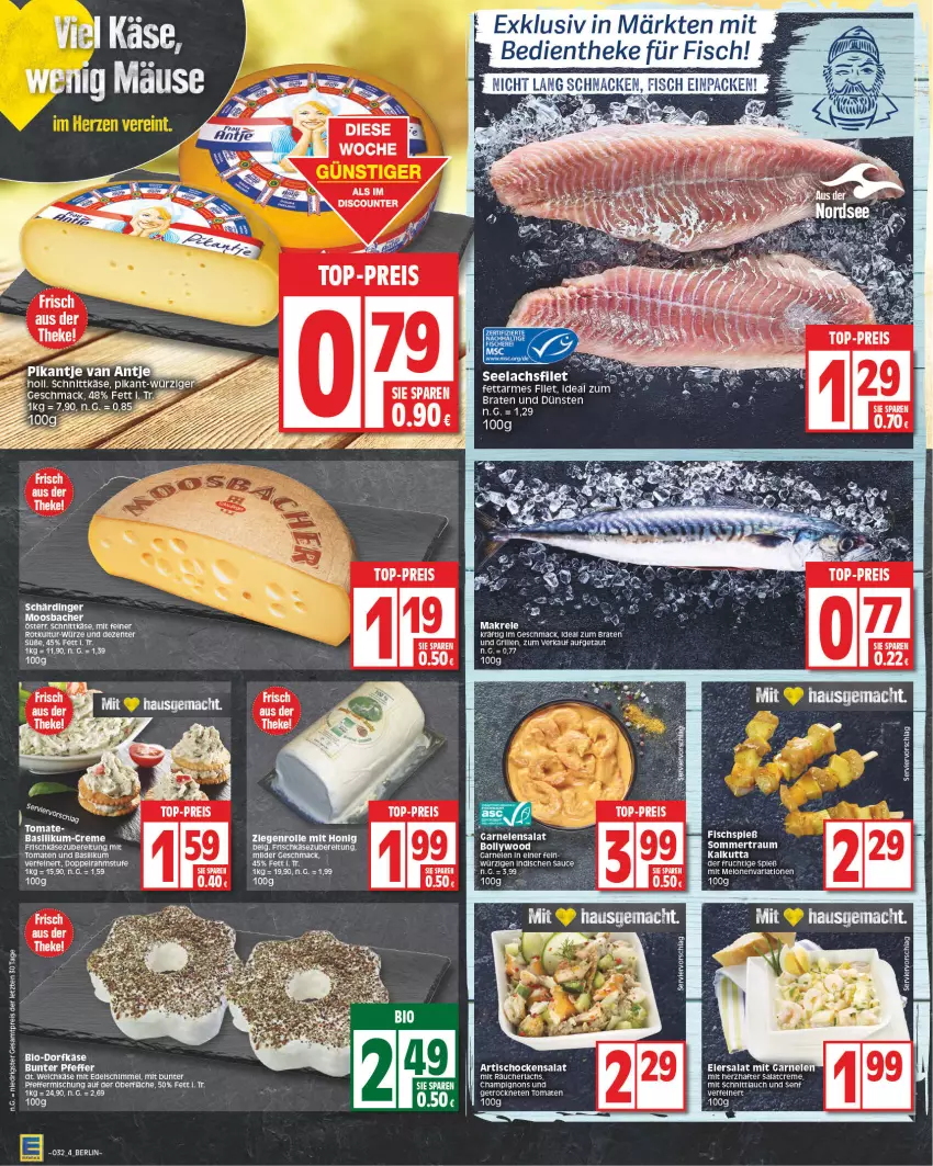 Aktueller Prospekt Edeka - Angebote der Woche - von 19.04 bis 24.04.2021 - strona 4 - produkty: arla, Artischocken, braten, champignon, champignons, creme, doppelrahmstufe, eier, eiersalat, eis, fisch, frucht, garnelen, grill, honig, ideal zum braten, Käse, lachs, LG, mac, Makrele, melone, melonen, pfeffer, Räucherlachs, reis, rel, salat, salatcreme, sauce, Schärdinger, schnittkäse, Ti, tisch, tomate, tomaten, top-preis