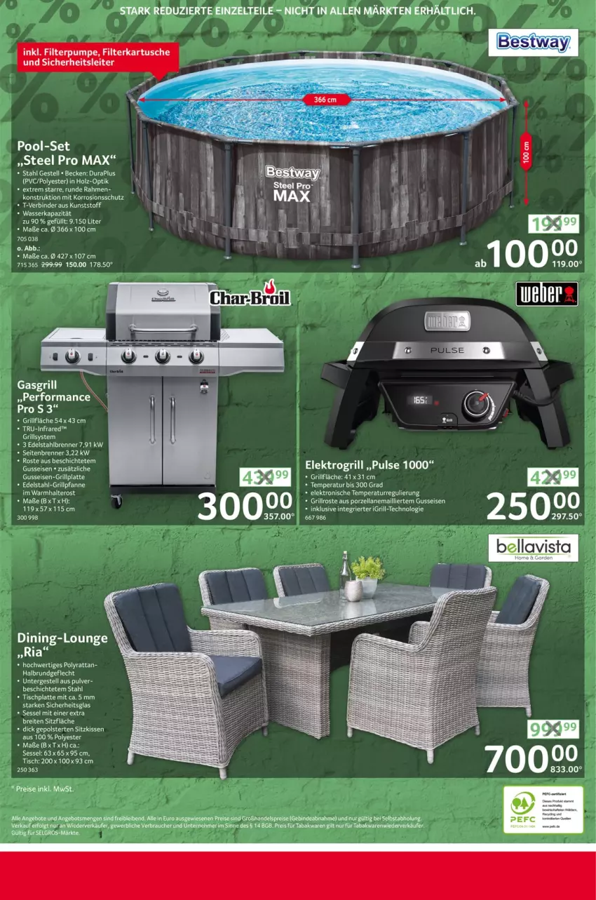 Aktueller Prospekt Selgros - Reduziert - von 29.06 bis 12.07.2023 - strona 8 - produkty: angebot, angebote, bestway, Brei, edelstahl, eis, Elektro, elle, grill, grillfläche, Grillpfanne, grillplatte, grillrost, Holz, HP, kissen, latte, LG, pfanne, pool, Rauch, reis, Ria, sessel, sitzkissen, steel pro, tee, Ti, tisch, tischplatte, Zelt