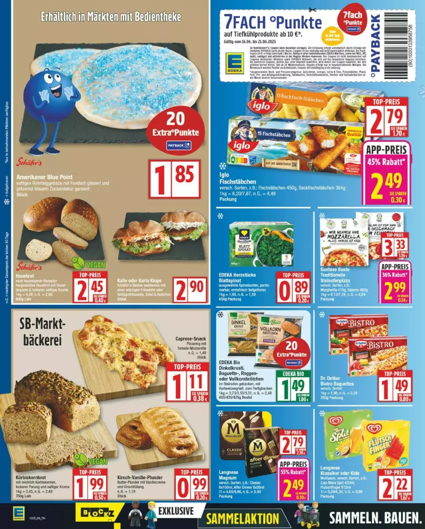 Aktueller Prospekt Edeka - Prospekte - von 16.06 bis 21.06.2025 - strona 6 - produkty: backfisch, baguette, bio, blattspinat, brot, brötchen, Cien, deka, edeka bio, fisch, fischstäbchen, kirsch, korb, Kürbis, kürbiskerne, Plunder, rel, spinat, Ti, vanille