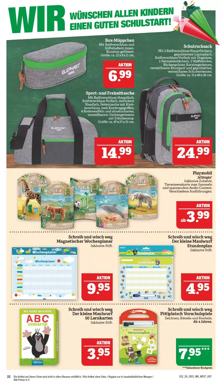 Aktueller Prospekt Marktkauf - Prospekt - von 10.07 bis 16.07.2022 - strona 22 - produkty: buch, eis, HP, Kinder, Laptop, leine, playmobil, reis, rucksack, sac, Spiele, Sport, Tasche, tee, Ti, tisch, topf, tragegriff, waffeln, Yo