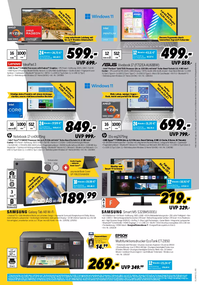 Aktueller Prospekt Medimax - MEDIMAX Prospekt KW42 2022 - von 14.10 bis 20.10.2022 - strona 3 - produkty: akku, beleuchtung, Betriebssystem, dell, deo, din a4, drucker, eimer, eis, elle, erde, fernbedienung, festplatte, geforce, gsw, hauptkamera, HDD, HDMI, Intel, ips-panel, kamera, latte, lautsprecher, LG, mab, mastercard, microsd, Mode, monitor, multifunktionsdrucker, notebook, nvidia, Pentium, radeon, reis, rel, Ria, rum, rwe, ryzen, SANTE, smart tv, Spektrum, ssd, Tastatur, Ti, uhd, usb, VivoBook