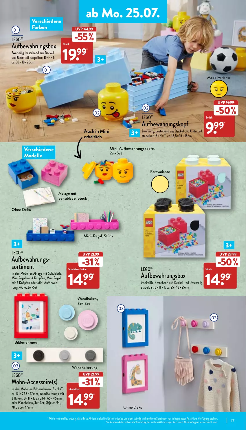 Aktueller Prospekt Aldi Nord - Aldi-Vorschau - von 25.07 bis 30.07.2022 - strona 17 - produkty: ACC, aufbewahrungsbox, bilderrahmen, decke, Deckel, dell, elle, gin, LEGO®, Mode, regal, Ria, Ti, wandhalterung, ZTE