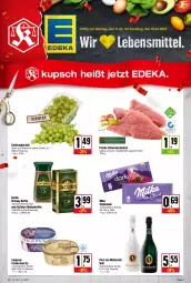 Gazetka promocyjna Kupsch - Angebote der Woche - Gazetka - ważna od 16.04 do 16.04.2022 - strona 1 - produkty: Becher, bohne, bohnen, bohnenkaffee, cremissimo, deka, eis, flasche, fürst von metternich, jacobs, jacobs krönung, kaffee, langnese, langnese cremissimo, löslicher bohnenkaffee, Meister, Mett, metternich, milka, milka schokolade, saft, schnitten, schnitzel, schoko, schokolade, schwein, schweine, schweineschnitzel, sekt, sim, tafeltrauben, Ti, trauben, wein, weine