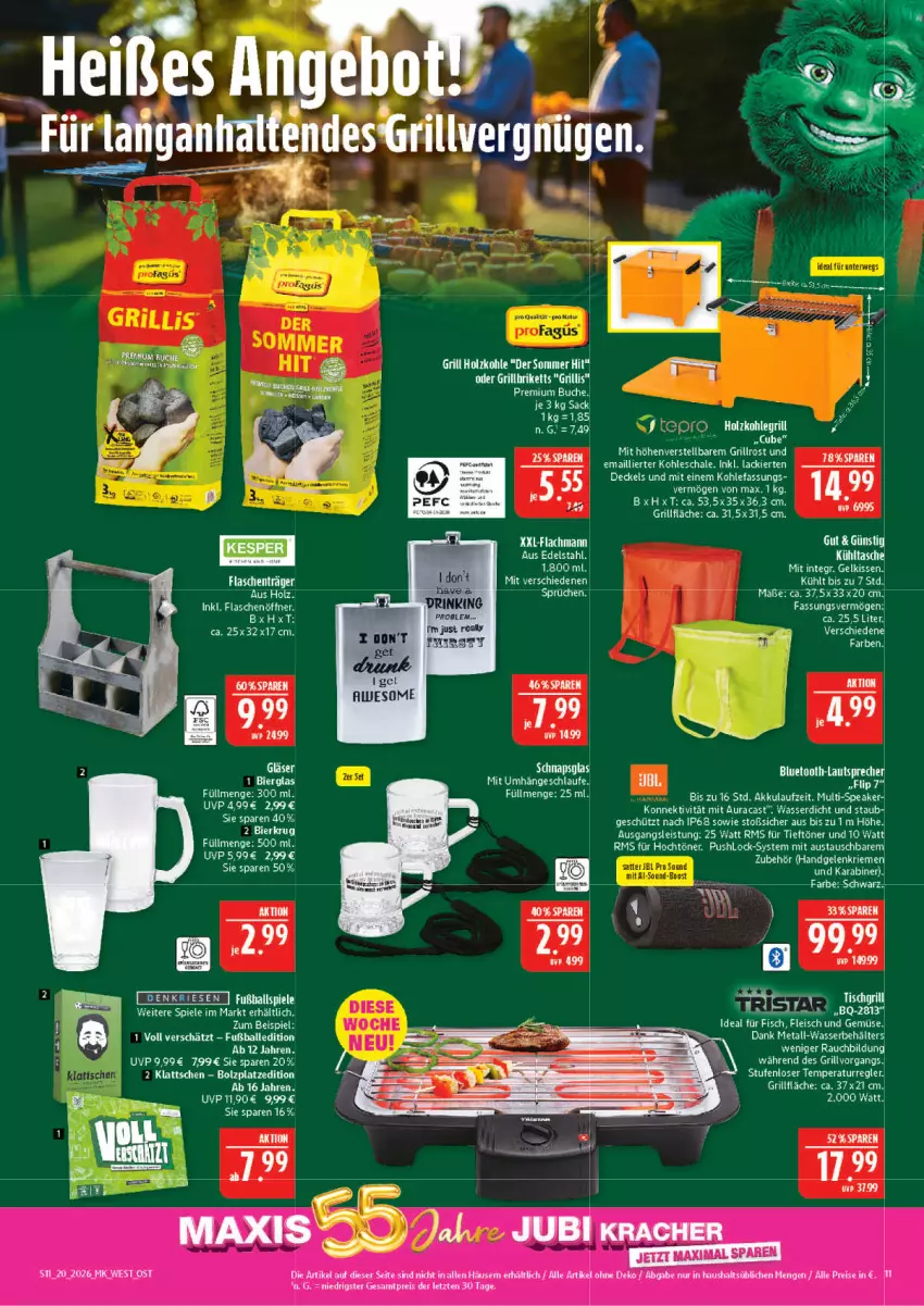 Aktueller Prospekt Marktkauf - Prospekt - von 10.05 bis 16.05.2026 - strona 11 - produkty: akku, aust, ball, Behälter, bier, buch, drink, eier, eis, ente, flasche, flaschenöffner, Fußball, grill, grillfläche, Holz, holzkohle, kissen, kühltasche, lack, mam, profagus, reis, rwe, sac, Schal, Schale, Spiele, Tasche, tee, Ti, und gemüse, wasser