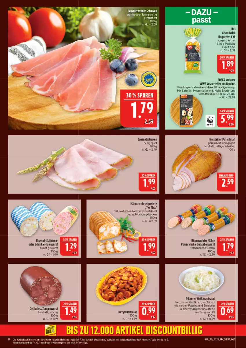 Aktueller Prospekt Marktkauf - Prospekt - von 10.05 bis 16.05.2026 - strona 18 - produkty: bambus, braun, broccoli, curry, currywurst, deka, discount, eier, eis, elle, essig, geback, gewürz, gutsleberwurst, hähnchenbrust, holsteiner, Kraut, krautsalat, leberwurst, messer, paprika, pastete, Pommersche, pute, putenbrust, reis, rügenwalder, rügenwalder mühle, saft, salat, sandwich, schinken, schnitten, spargel, spargelschinken, steiner, teller, Ti, tisch, wurst, ZTE, zwiebel, zwiebeln