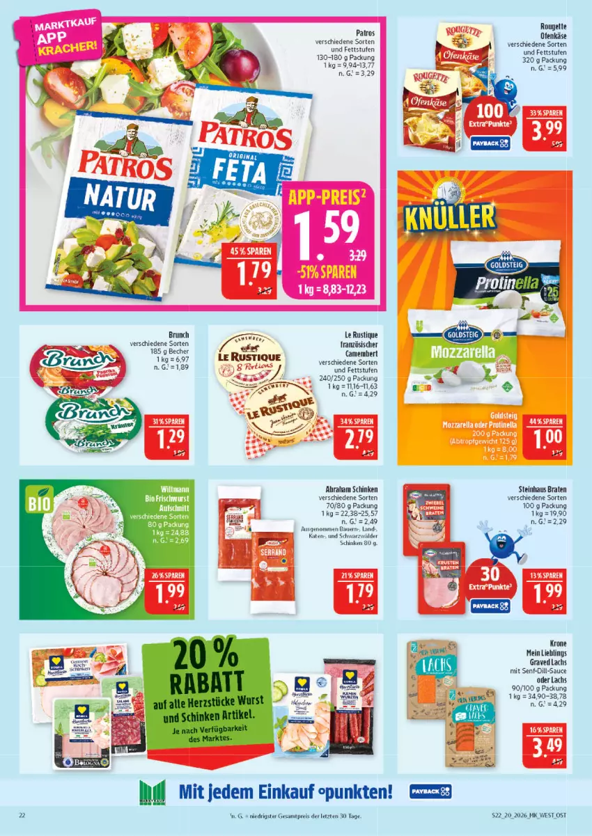 Aktueller Prospekt Marktkauf - Prospekt - von 10.05 bis 16.05.2026 - strona 22 - produkty: auer, Bau, Bauer, Becher, braten, camembert, eis, Käse, krone, lachs, Le Rustique, patros, reis, rouge, sauce, schinken, schwarzwälder schinken, senf, steinhaus, Ti, wiltmann, ZTE