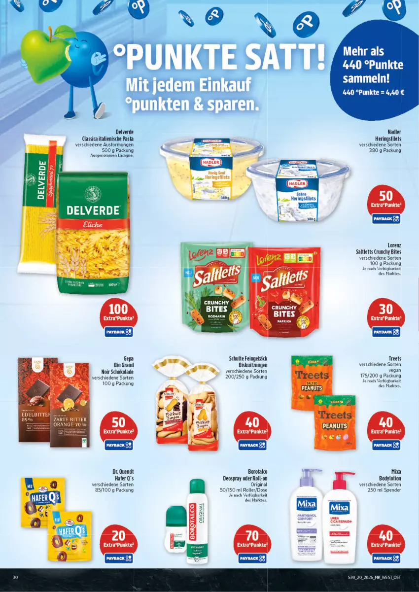Aktueller Prospekt Marktkauf - Prospekt - von 10.05 bis 16.05.2026 - strona 30 - produkty: bites, body, bodylotion, Borotalco, deo, deospray, erde, filet, filets, gin, hafer, hering, Herings, heringsfilets, italienische pasta, lasagne, lorenz, Lotion, Panthenol, paprika, pasta, payback, ring, ritter, roll-on, Roller, rosmarin, saltletts, schoko, schokolade, Ti