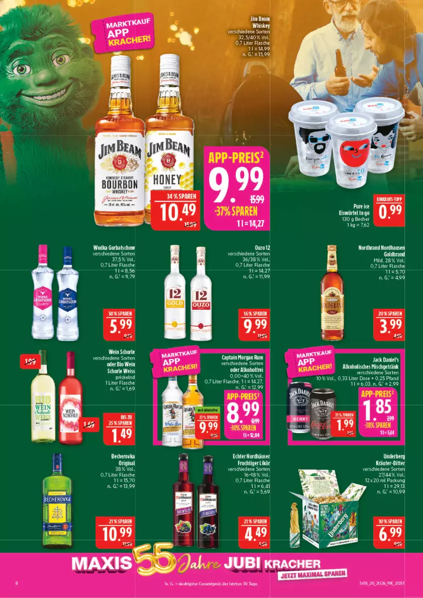 Aktueller Prospekt Marktkauf - Prospekt - von 10.05 bis 16.05.2026 - strona 8 - produkty: Becher, bio, Cap, captain morgan, eis, ente, flasche, frucht, gin, kiri, likör, reis, rum, schorle, Ti, wein, whiskey