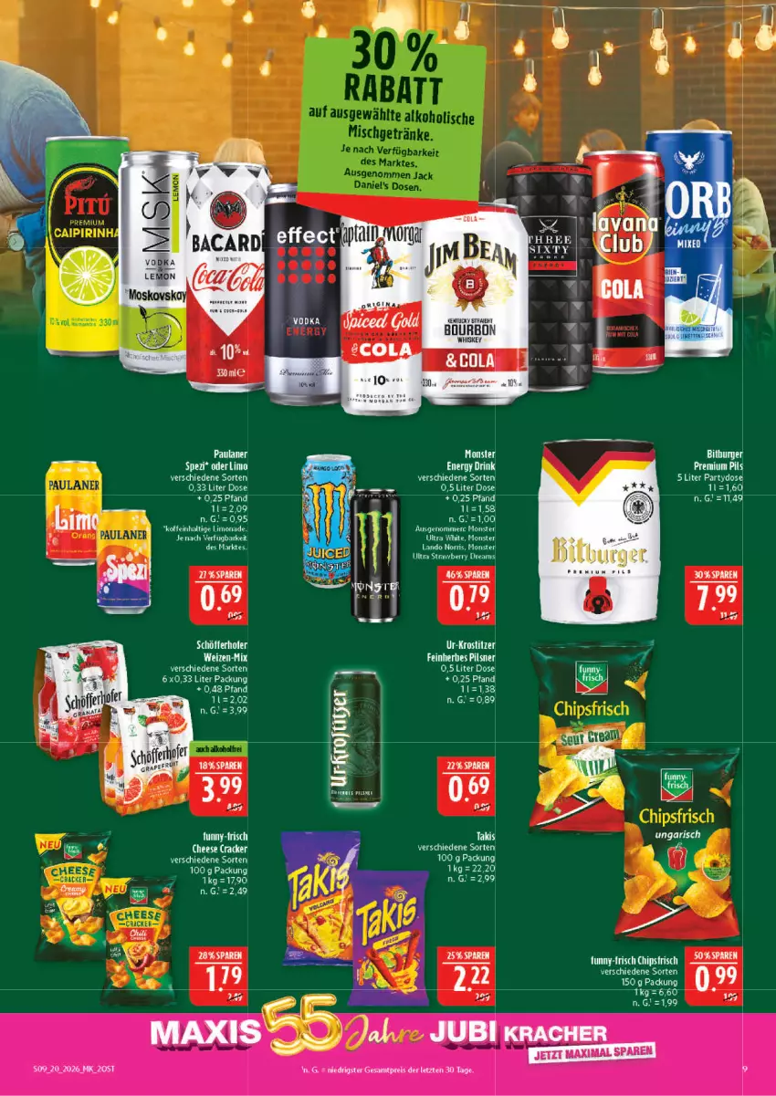 Aktueller Prospekt Marktkauf - Prospekt - von 10.05 bis 16.05.2026 - strona 9 - produkty: alkohol, cracker, drink, eier, energy drink, getränk, getränke, jack daniel, jack daniel's, limo, limonade, monster, Paula, paulaner, pils, pilsner, schöfferhofer, Spezi, tee, Ti, tuc, whiskey
