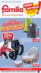 Gazetka promocyjna Famila - Prospekte - Gazetka - ważna od 22.10 do 22.10.2022 - strona 1 - produkty: eis, fitnesstracker, jever, Laufen, LG, reis, rel, rucksack, sac, schultergurt, schutzhülle, sessel, Tasche, taschen, Ti, Weste, Wild, ZTE