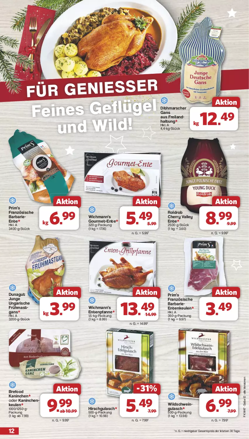 Aktueller Prospekt Famila - Prospekte - von 18.11 bis 23.11.2024 - strona 12 - produkty: Bref, eis, ente, Entenkeule, gulasch, Kaninchenkeule, mars, pfanne, reis, schwein, Ti, wein, Wild, Wildschwein, ZTE