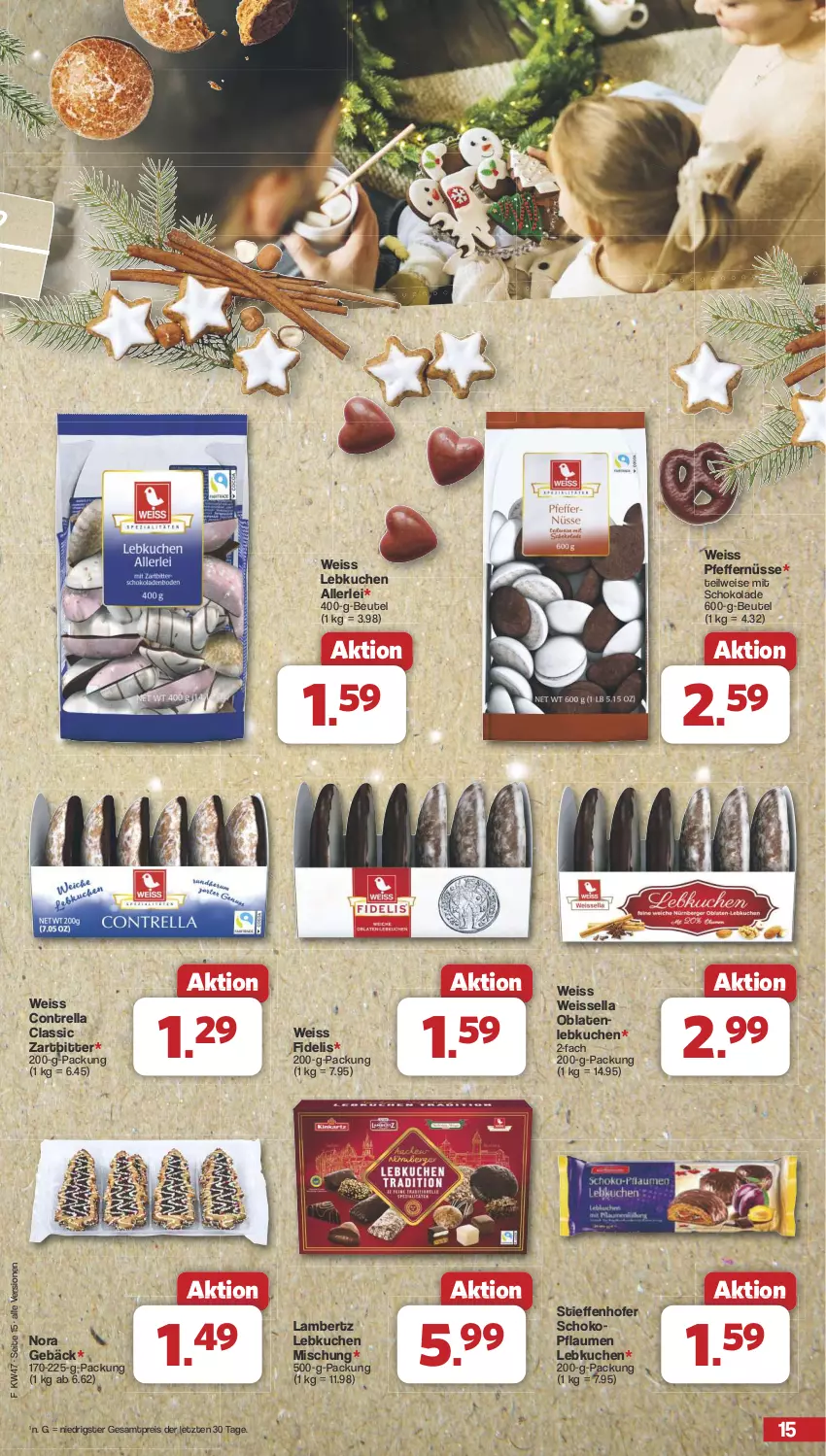 Aktueller Prospekt Famila - Prospekte - von 18.11 bis 23.11.2024 - strona 15 - produkty: Amber, beutel, eis, kuchen, lambertz, Lebkuchen, Oblaten, pfeffer, pflaume, pflaumen, reis, rel, schoko, schokolade, Ti, ZTE