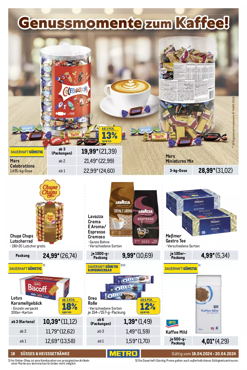 Aktueller Prospekt Metro - GastroJournal - von 18.04 bis 30.04.2024 - strona 18 - produkty: alkohol, alkoholfreie getränke, Alwa, apfel, apfelsaft, auer, bier, bitburger, bohne, budweiser, burger, chupa, chupa chups, coca-cola, cola, desperados, drink, eis, elle, energy drink, espresso, flasche, getränk, getränke, kaffee, karamell, krone, lavazza, LG, Lutscher, mars, Meßmer, Metro, metro gastro, mineralwasser, oreo, Palette, pils, premium pils, red bull, reis, saft, san pellegrino, sattel, schöfferhofer, tee, Ti, wasser