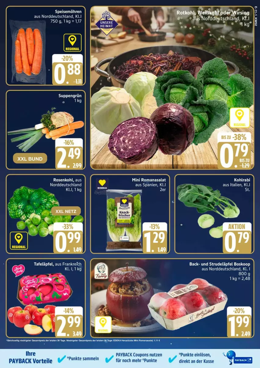 Aktueller Prospekt Edeka - Prospekte - von 22.12 bis 27.12.2025 - strona 13 - produkty: coupon, coupons, LG, payback, Romanasalat, rosen, Rosenkohl, salat, Strudel, suppe, suppen, tafeläpfel, tee