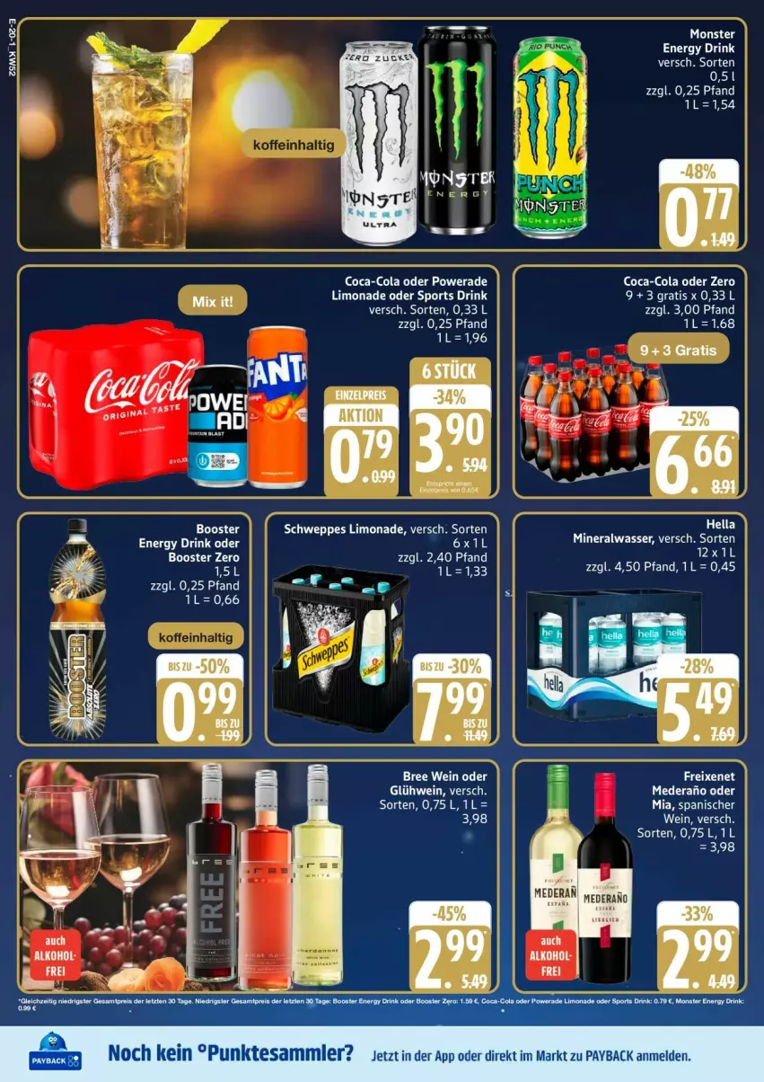 Aktueller Prospekt Edeka - Prospekte - von 22.12 bis 27.12.2025 - strona 26 - produkty: alkohol, Alwa, bree, coca-cola, cola, drink, energy drink, Glühwein, hella, limo, limonade, mineralwasser, payback, Sport, tee, tesa, Ti, wasser, wein