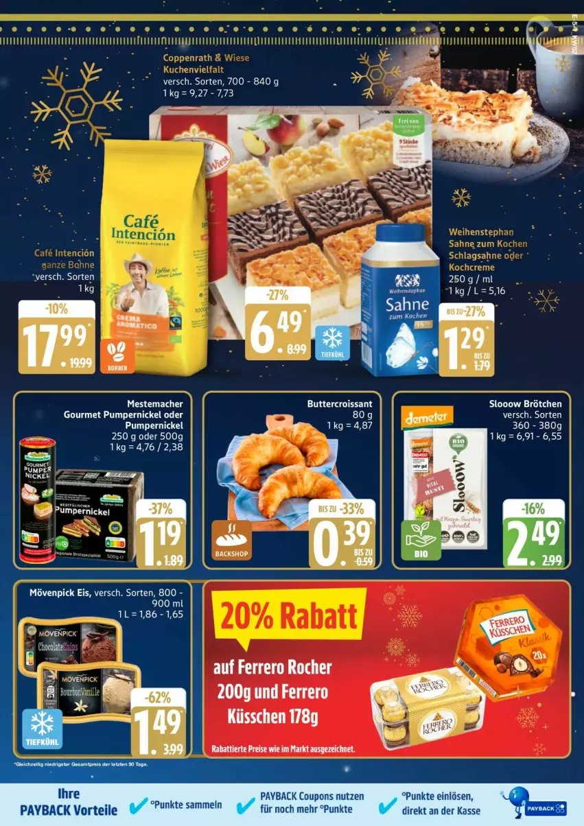 Aktueller Prospekt Edeka - Prospekte - von 22.12 bis 27.12.2025 - strona 5 - produkty: brötchen, butter, coupon, coupons, Croissant, eis, mac, mestemacher, mövenpick, mövenpick eis, payback, Pumpernickel
